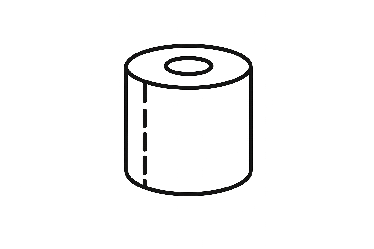 can you make me a small line art image of a toilet roll with no background 