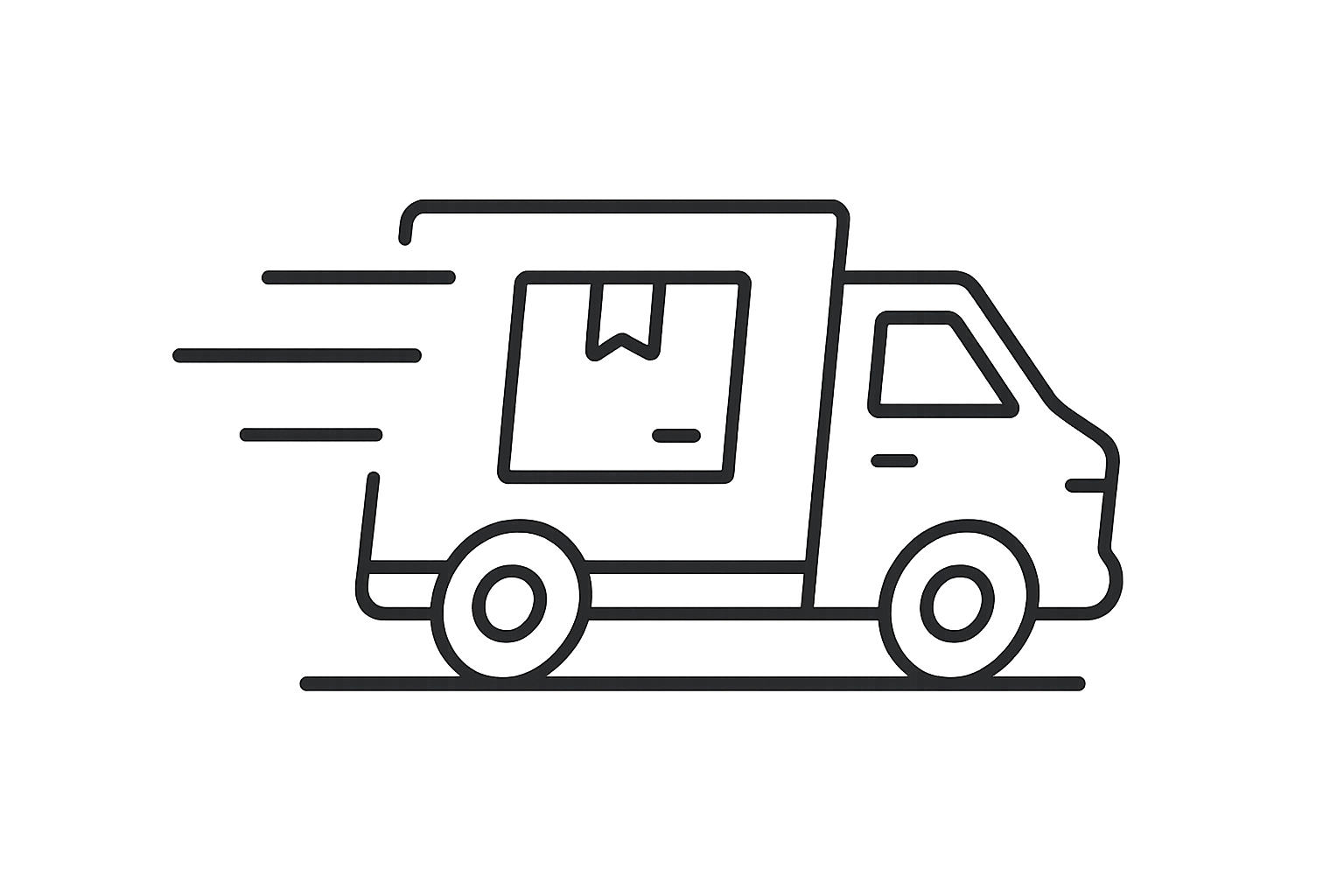 can you make me a small line art image of, speedy delivery with no background 